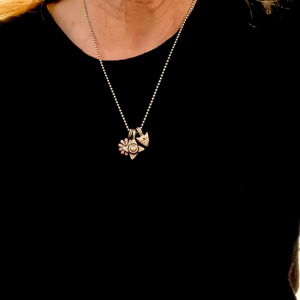 Lisa Jenks Silver necklace with 3 charms